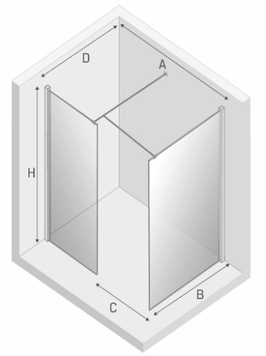 BudoHurt.com Łódź Kabina prysznicowa NEW MODUS BLACK walk in rys..jpg