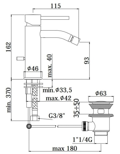 PAFFONI Light Bateria bidetowa stojąca  LIG131CR rys. BudoHurt.com Łódź.jpg