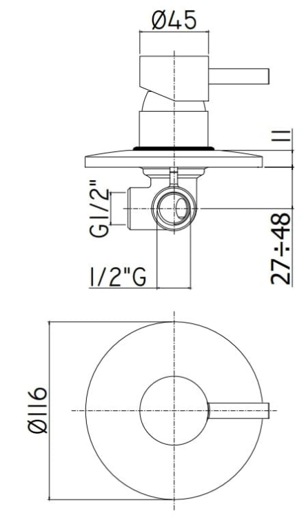 PAFFONI Light Bateria podtynkowa 1-drożna LIG010CR rys. BudoHurt.com Łódź.jpg