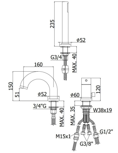 PAFFONI Light Bateria wannowa 3-otworowa LIG040LCR  rys. BudoHurt.com Łódź.jpg