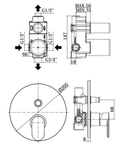 Paffoni Rubinetterie Candy CA015CR rys. BudoHurt.com Łódź.jpg
