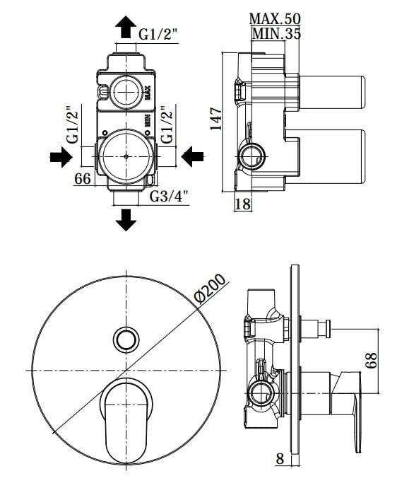 Paffoni Rubinetterie Candy CA015CR rys. BudoHurt.com Łódź.jpg