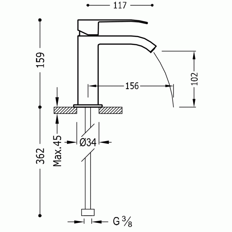 Tres bateria umywalkowa CUADRO COLORS Złoto 00610101OR rys. BudoHurt.com Łódź.jpg