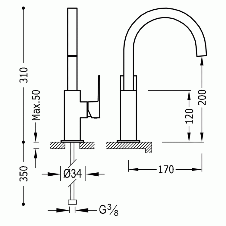 Tres bateria umywalkowa CUADRO COLORS Złoto 00660602OR rys.  BudoHurt.com Łódź.jpg