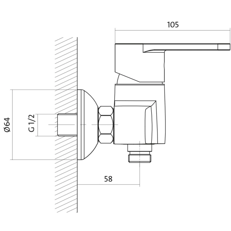 Cersanit Bateria Natryskowa Ścienna Cari Chrom S951-026 rys.jpg