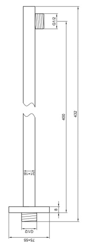 Kohlman Ramię ścienne do deszczownicy kwadratowe - 40 cm RAMIĘ ŚCIENNE WQ  rys.  BudoHurt.com Łódź.jpg