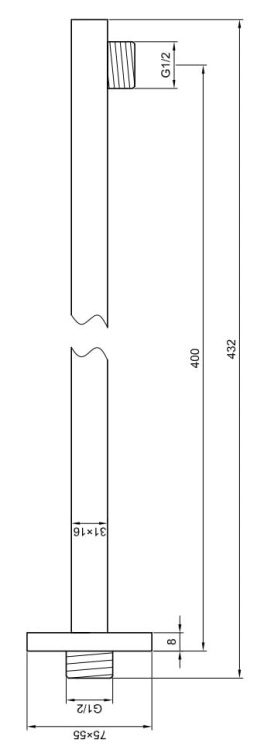 Kohlman Ramię ścienne do deszczownicy kwadratowe - 40 cm RAMIĘ ŚCIENNE WQ  rys.  BudoHurt.com Łódź.jpg