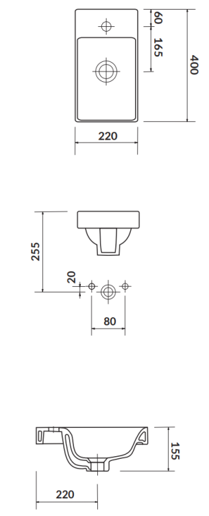 Cersanit UMYWALKA Meblowa bez armatury MODUO 40X22 K116-016 rys.png