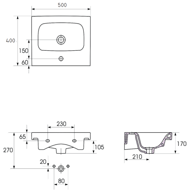 Cersanit UMYWALKA Meblowa bez armatury MODUO 50X40 K116-009 rys.png