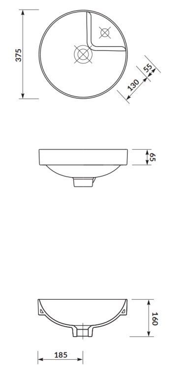 Cersanit UMYWALKA Wpuszczana CREA 38 D OKRĄGŁA K114-002 rys.png