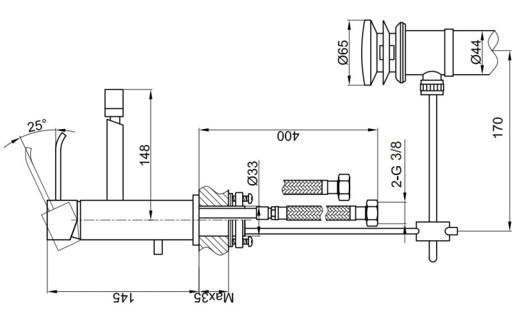 Kohlman AXIS 1-otworowa bateria bidetowa QB130N rys. BudoHurt.com Łódź.jpg
