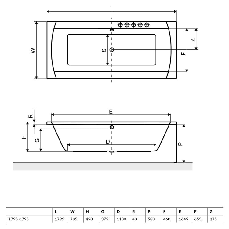 EXCELLENT Aquaria Lux Wanna 180x80 Biała WAEX.AQU18WH rys.  BudoHurt.com Łódź.jpg
