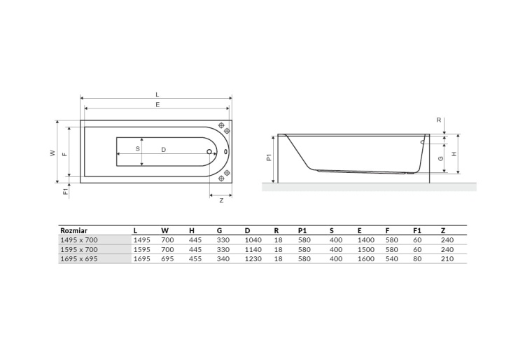 EXCELLENT Aurum Wanna 150X70 Biała Slim WAEX.AUR15WHS rys. BudoHurt.com Łódź.jpg