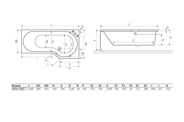 EXCELLENT Be Spot Wanna 160X80 Biała Prawa WAEX.BSP16WH rys. BudoHurt.com Łódź.jpg