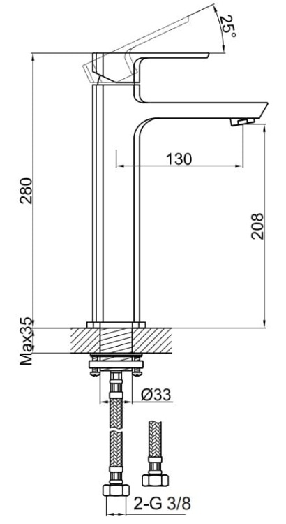 Kohlman FOXAL 1-otworowa bateria umywalkowa wersja wysoka QB170F rys. BudoHurt Łódź.jpg