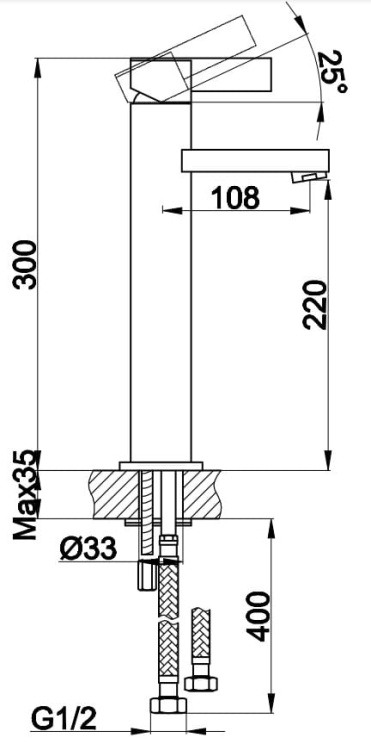 Kohlman DEXAME 1-otworowa bateria umywalkowa QB170D rys.  BudoHurt Łódź.jpg