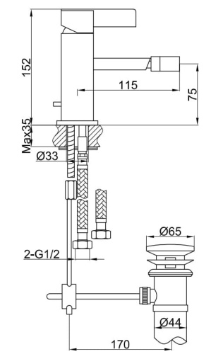 Kohlman DEXAME 1-otworowa bateria bidetowa QB130D   BudoHurt Łódź.jpg