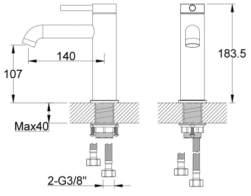 Kohlman AXEL 1-otworowa bateria umywalkowa QB105A rys.  BudoHurt.com.jpg