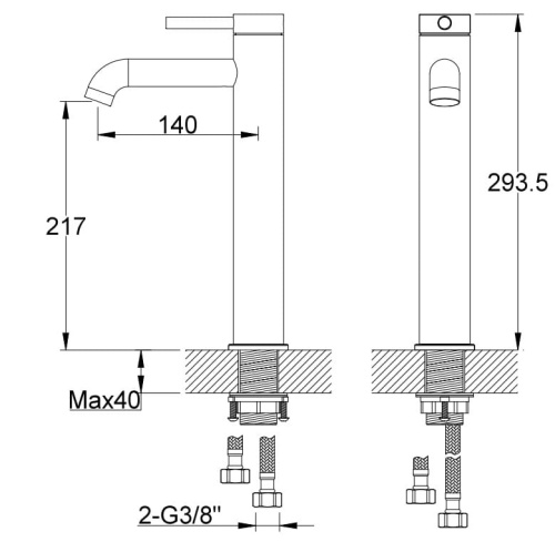 Kohlman AXEL 1-otworowa bateria umywalkowa AXEL QB170A rys. BudoHurt.com.jpg