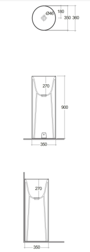 Rak Petit umywalka wolnostojąca okrągła 36X36 cm. PETFS13600AWHA rys. BudoHurt.com.png