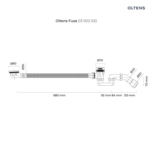 Oltens Oster syfon wannowy automatyczny z pokrętłem czarny mat 03001300 rys.  BudoHurt.jpg