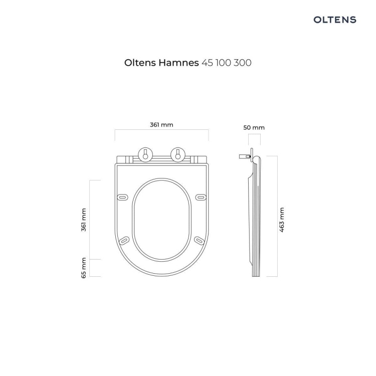 Oltens Hamnes deska sedesowa twarda wolnoopadająca czarny mat 45100300 rys. BudoHurt.jpg