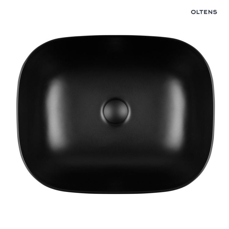 Oltens Hamnes umywalka 46,5x37,5 cm nablatowa owalna z powłoką SmartClean czarny mat 40801300  zd.1 BudoHurt.jpg