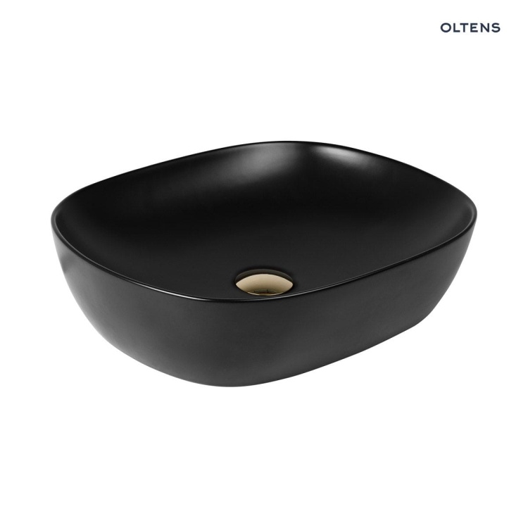 Oltens Hamnes umywalka 49x39,5 cm nablatowa owalna z powłoką SmartClean czarny mat 40800300  zd.2 BudoHurt.jpg
