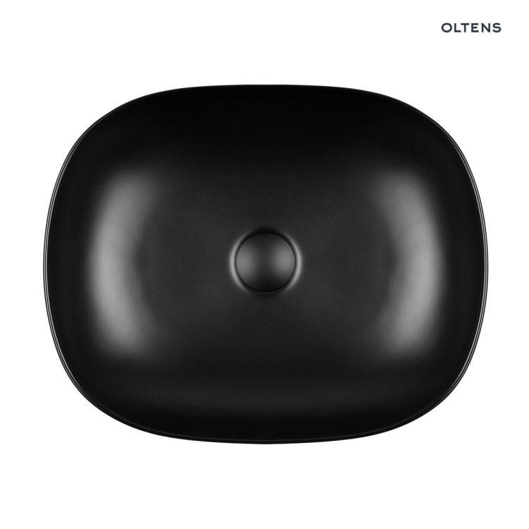 Oltens Hamnes umywalka 49x39,5 cm nablatowa owalna z powłoką SmartClean czarny mat 40800300 zd.1. BudoHurt.jpg