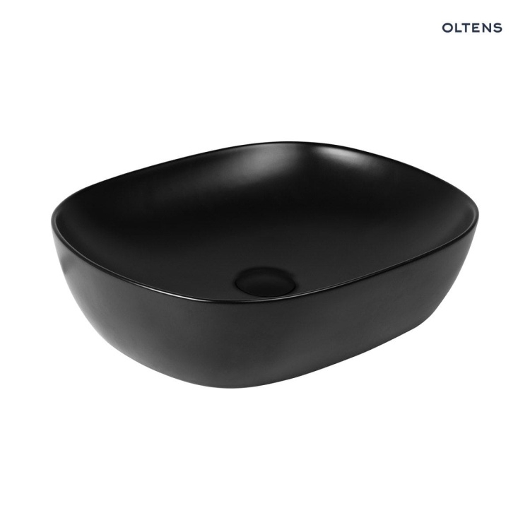 Oltens Hamnes umywalka 49x39,5 cm nablatowa owalna z powłoką SmartClean czarny mat 40800300 BudoHurt.jpg