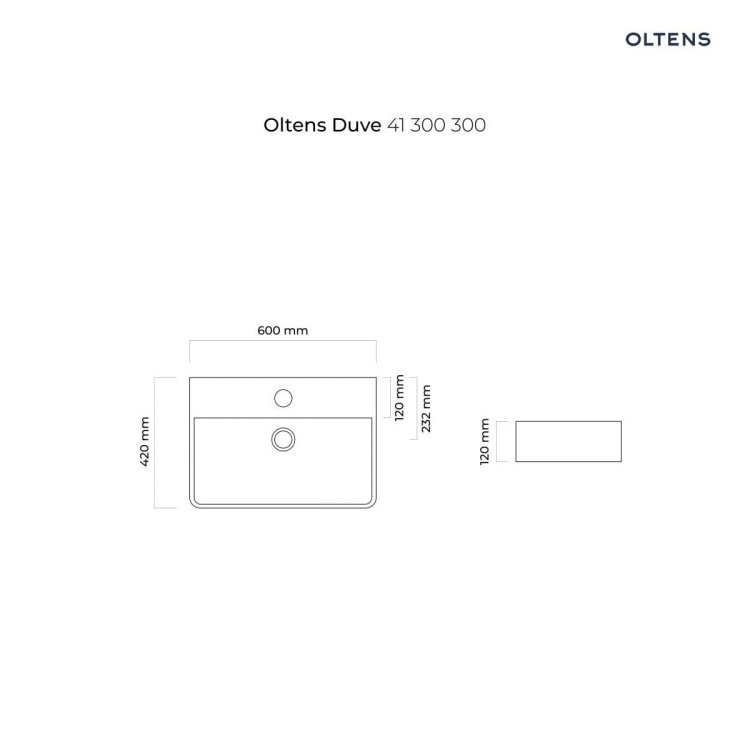 Oltens Duve umywalka 60x42 cm nablatowa prostokątna czarny mat 41300300 rys. BudoHurt.jpg