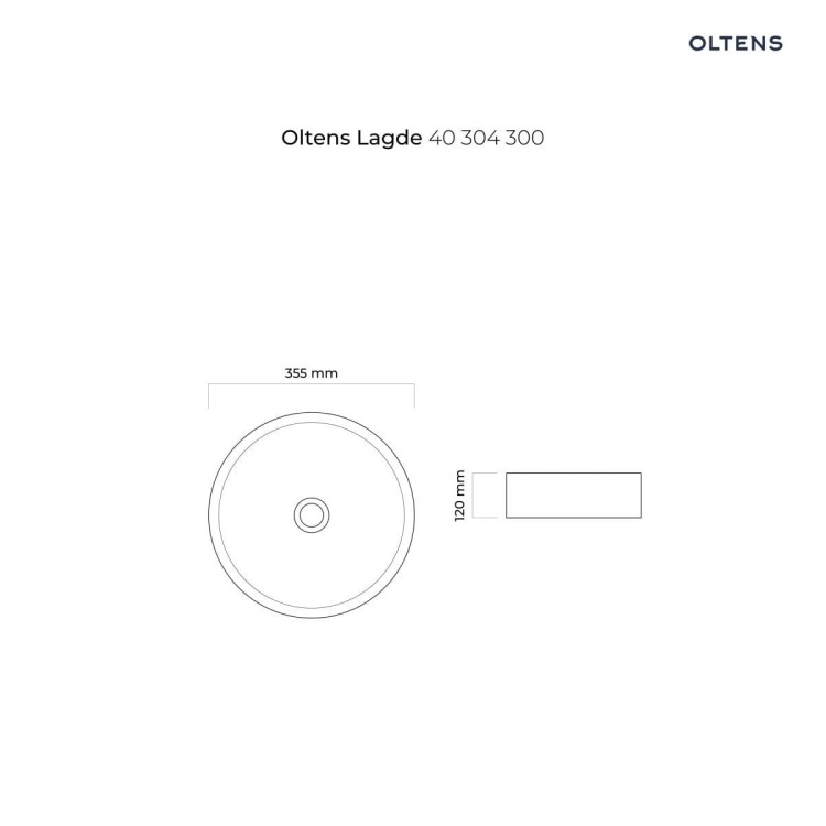 Oltens Lagde umywalka 35,5 cm nablatowa okrągła czarny mat 40304300  rys. BudoHurt.jpg