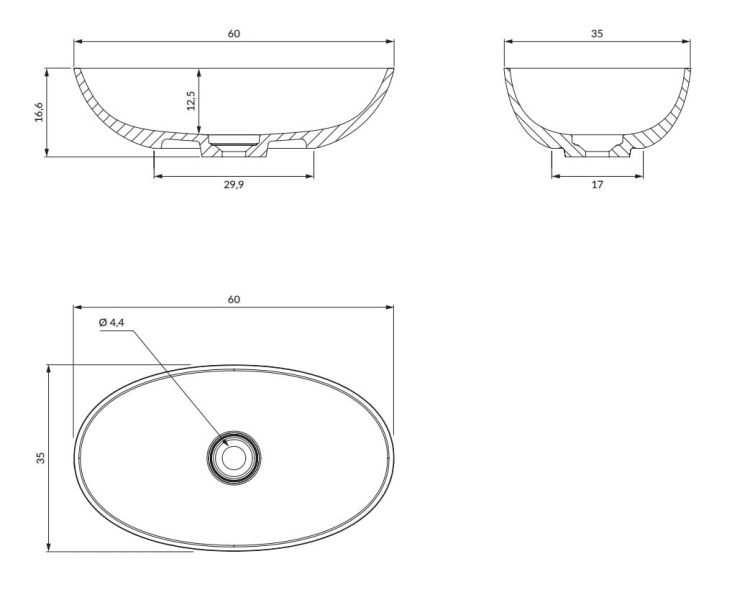 Omnires SHELL M+ Umywalka nablatowa, 60 x 35 cm BIAŁY MAT. SHELLUNBM rys. jpeg.jpeg