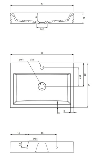 Omnires THASOS M+ Umywalka nablatowa wisząca, 60x42 cm. THASOS600BP rys.jpeg