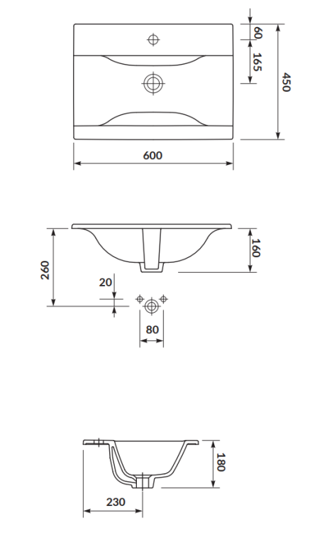 Cersanit UMYWALKA Meblowa ONTARIO NOWA 60 K669-002 rys. tech.png