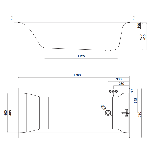 Cersanit Wanna S301-303  rys. tech. BudoHurt Łódź.png