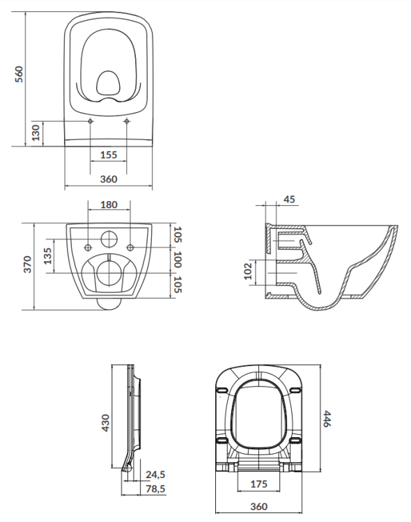 Cersanit Set B245 Miska WC wieszana Virgo CleanOn z deską Slim. S701-427  rys. tech. BudoHurt Łódź.png