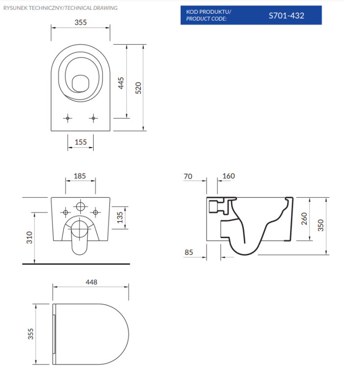 Cersanit S701-432  rys. tech. BudoHurt Łódź.png