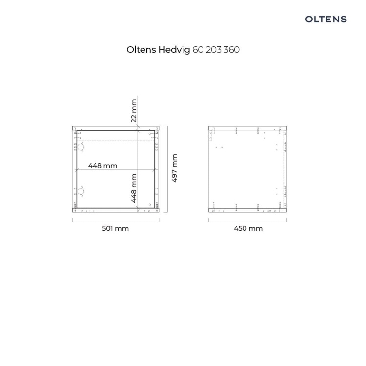 Oltens Hedvig szafka 50 cm podumywalkowa wisząca z półką czarny mat dąb naturalny 60203360 rys. tech.  BudoHurt.com Łódź.jpg