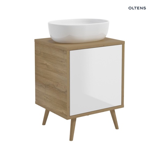Oltens Hedvig szafka 50 cm podumywalkowa wisząca z półką biały połysk dąb naturalny 60203060   BudoHurt.com Łódź.jpg