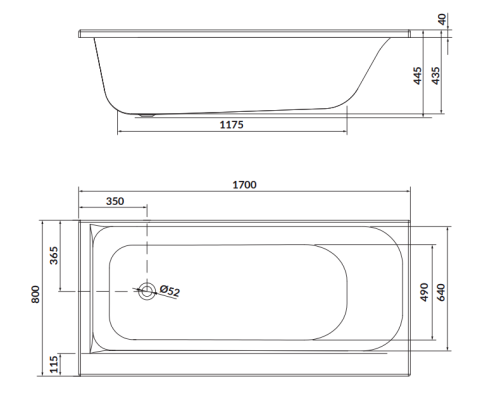 Cersanit Wanna prostokątna Smart Prawa 170x80. S301-116 rys. tech. BudoHurt Łódź.png