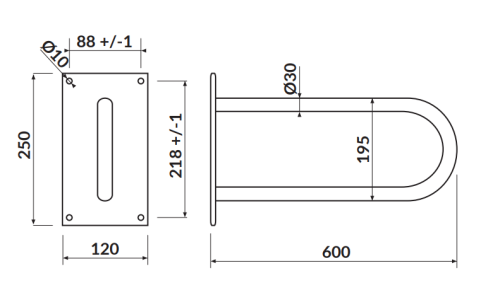 Cersanit Uchwyt ścienny do WC umywalki 60cm stały K97-033 rys. tech. BudoHurt Łódź.png