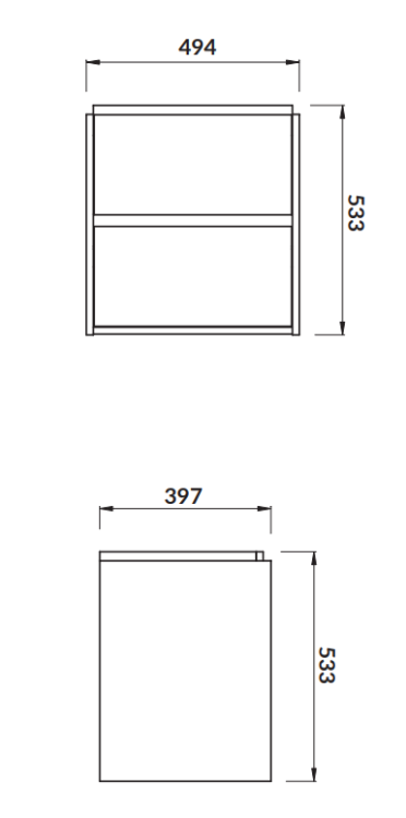 Cersanit Szafka podumywalkowa CREA 50 szary mat .S924-015 rys. tech. BudoHurt Łódź.png