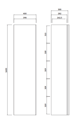 Cersanit Słupek VIRGO szary, chromowany uchwyt. S522-034 rys. tech. BudoHurt Łódź.png