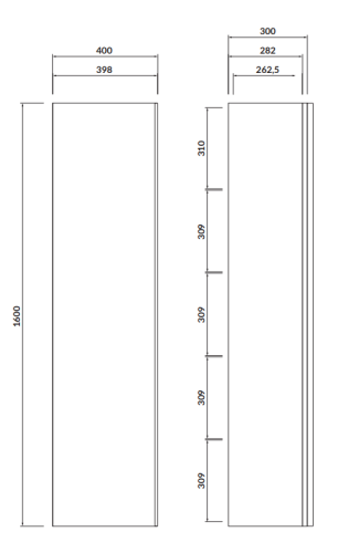 Cersanit Słupek VIRGO szary, czarny uchwyt. S522-035  rys. tech. BudoHurt Łódź.png