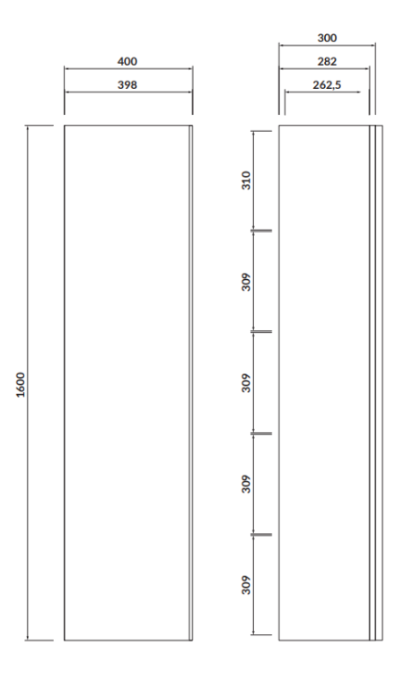 Cersanit Słupek VIRGO szary, czarny uchwyt. S522-035  rys. tech. BudoHurt Łódź.png
