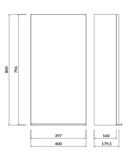 Cersanit Szafka wisząca VIRGO 40 biała, chromowany uchwyt. S522-039 rys. tech. BudoHurt Łódź.png