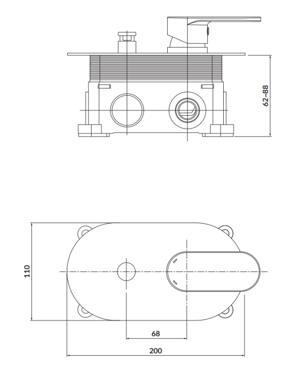 Cersanit Bateria wannowo-natryskowa podtynkowa CREA chrom, z boksem. S951-305 rys. tech. BudoHurt Łódź.png