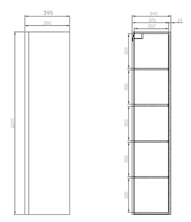 Cersanit Słupek Moduo 40 Biały. S929-020  rys. tech. BudoHurt Łódź.png
