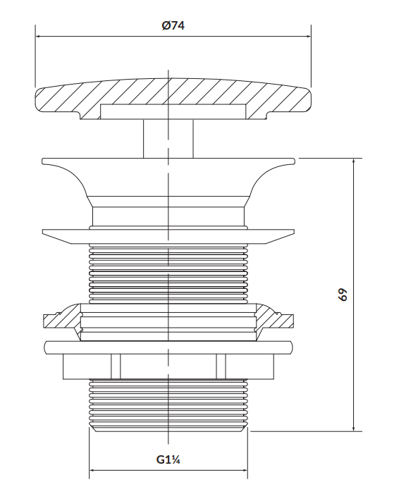 Cersanit Ceramiczny korek do umywalek bez przelewu - biały mat. K11-2361  rys. tech. BudoHurt Łódź.png